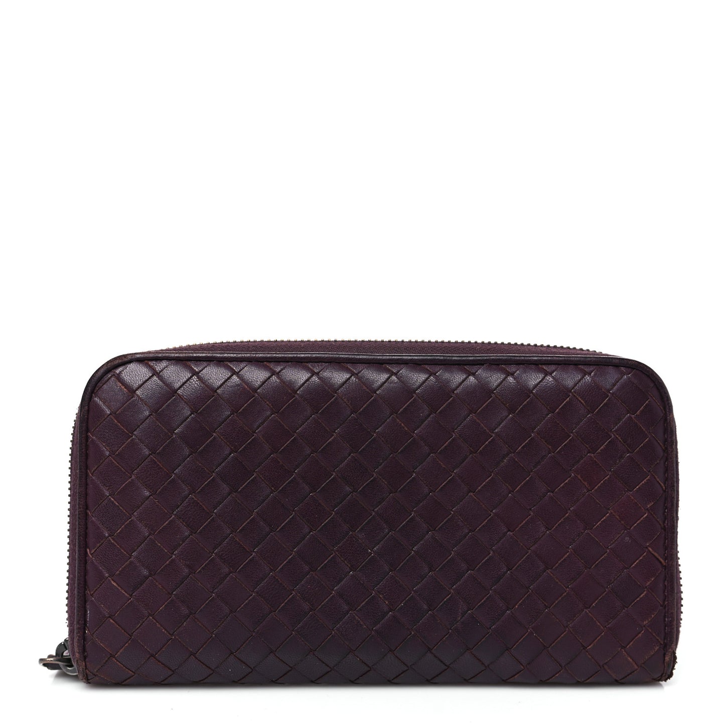 Nappa Intrecciato Zip Around Wallet Aubergine