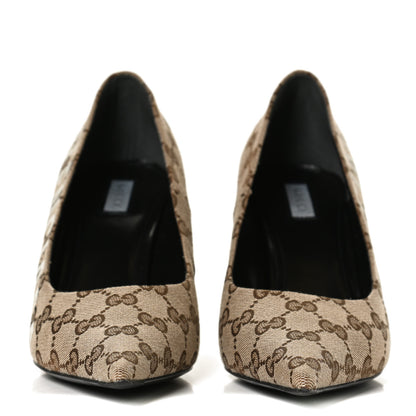 Balenciaga X GUCCI GG Monogram Square Knife 80mm Pumps 39.5 Beige Ebony 2 of 10