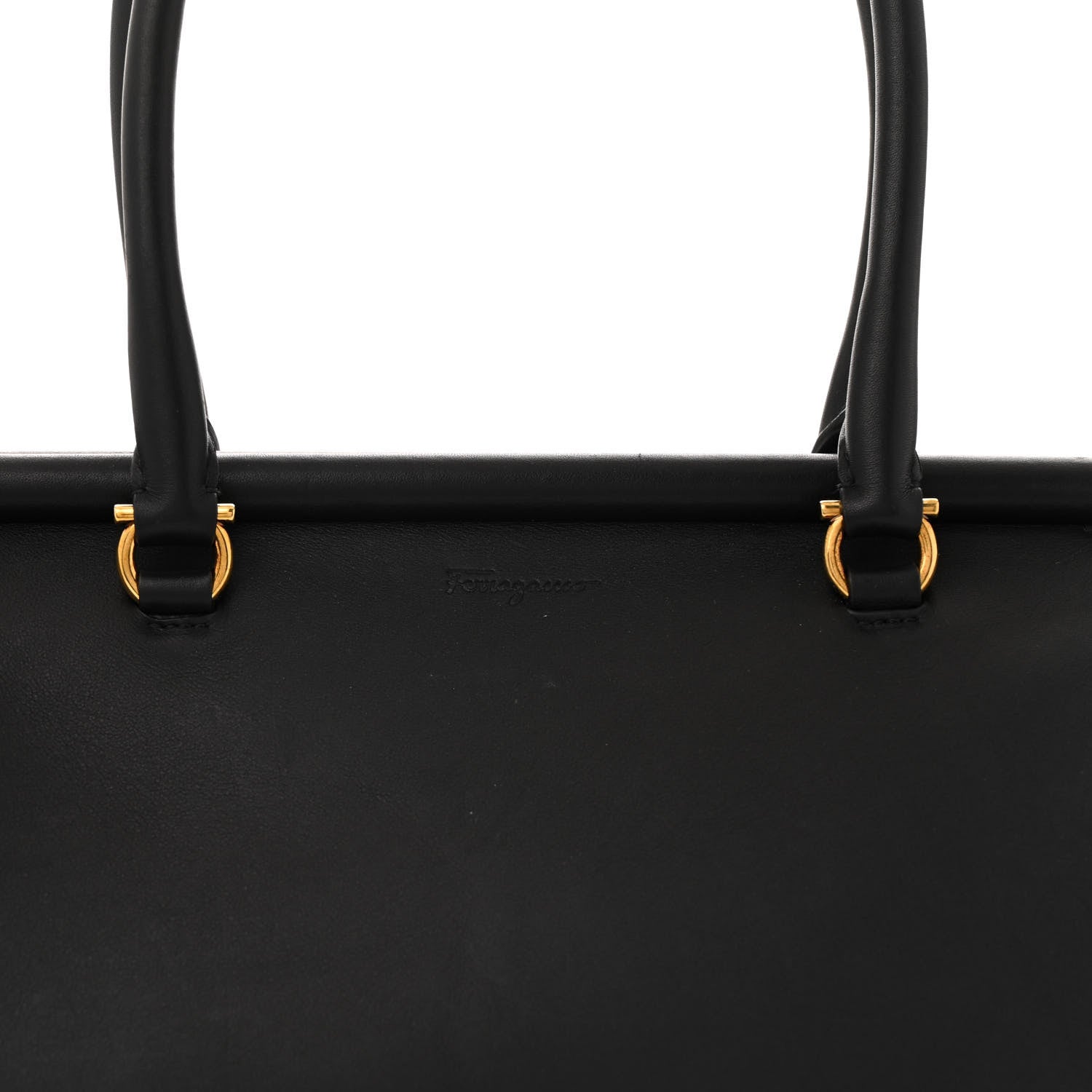 Salvatore Ferragamo Calfskin Frame Satchel Black 7 of 10