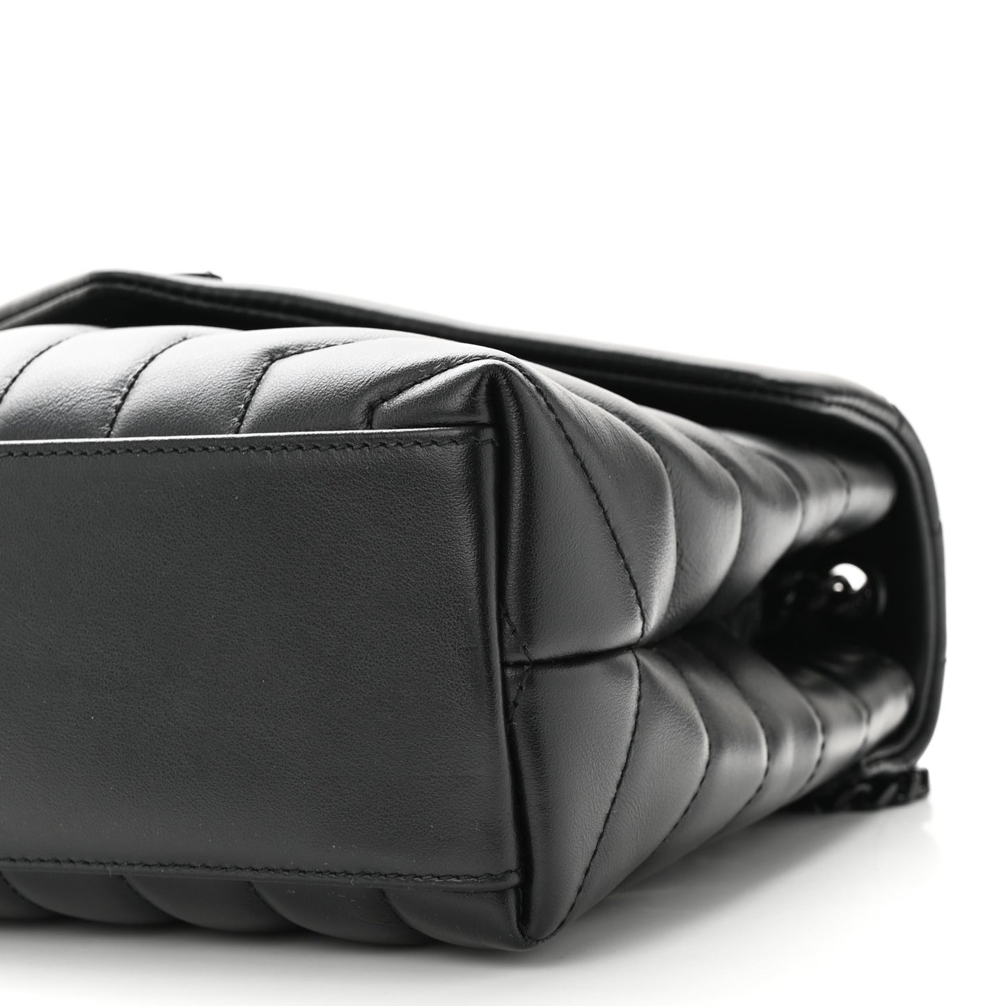 Calfskin Y Quilted Monogram Monochrome Small Loulou Chain Satchel Black