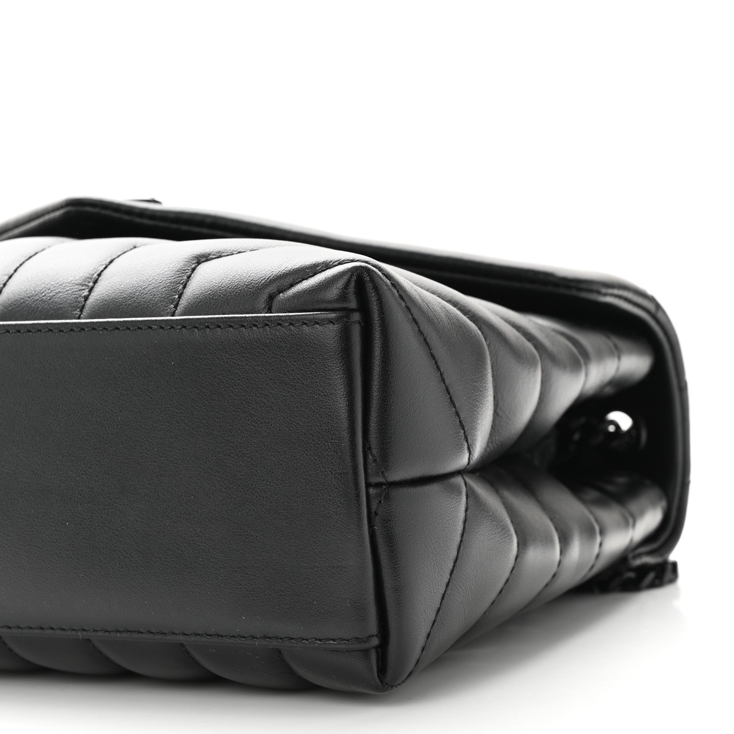 Saint Laurent Calfskin Y Quilted Monogram Monochrome Small Loulou Chain Satchel Black 9 of 9
