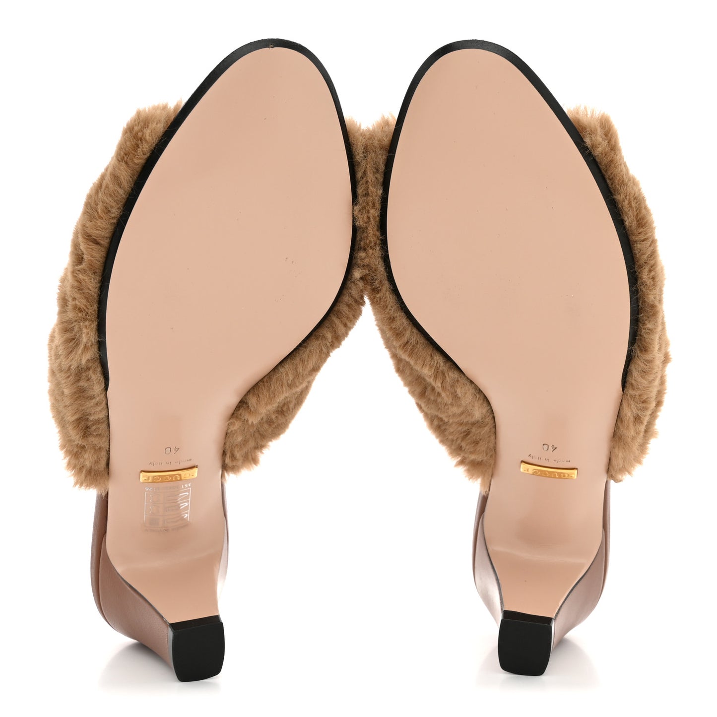 X DANS LE VERT Faux Fur Horsebit Mules 37 Brown