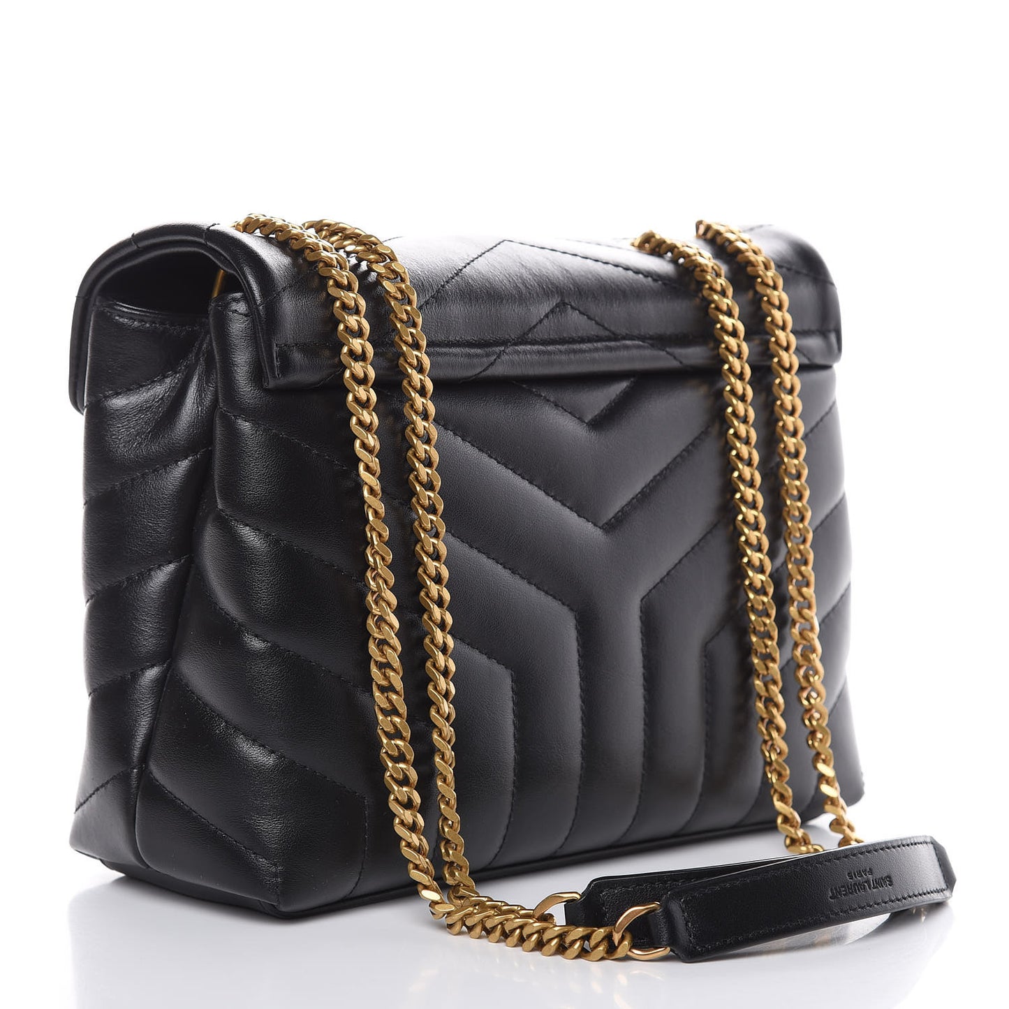 Calfskin Y Quilted Monogram Small Loulou Chain Satchel Black