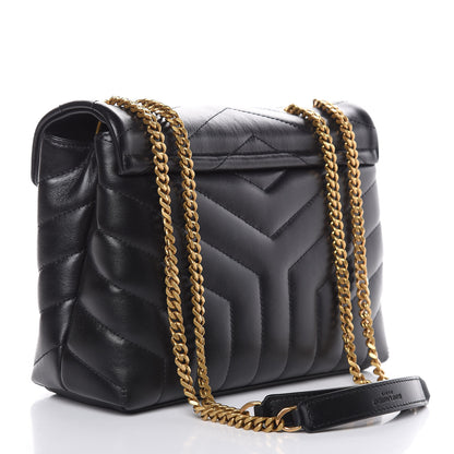 Saint Laurent Calfskin Y Quilted Monogram Small Loulou Chain Satchel Black 3 of 10