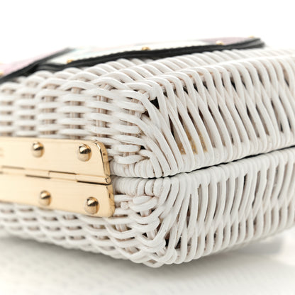 Prada Wicker Saffiano Midollino Patch Comics Crossbody Clutch White 10 of 12