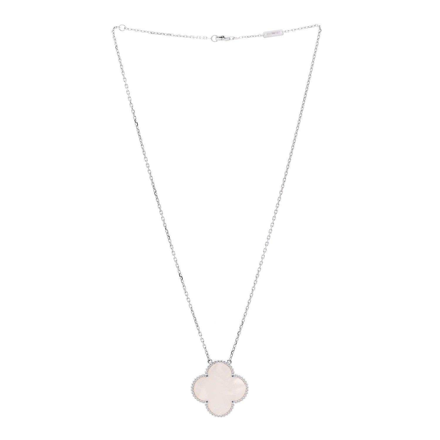 Van Cleef & Arpels 18K White Gold Mother of Pearl Magic Alhambra Pendant Necklace 3 of 5