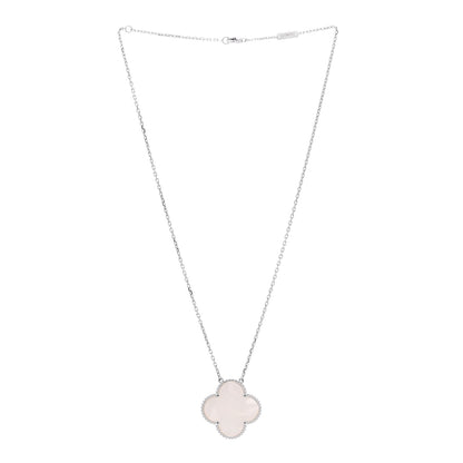 Van Cleef & Arpels 18K White Gold Mother of Pearl Magic Alhambra Pendant Necklace 3 of 5