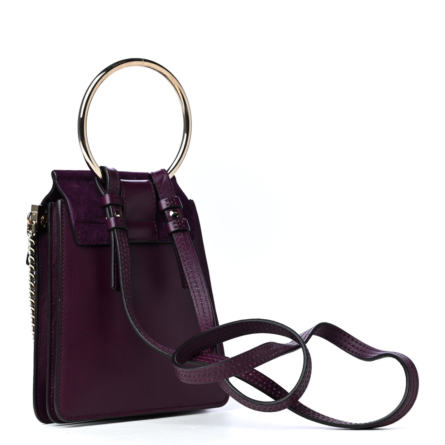 Suede Calfskin Mini Faye Bracelet Bag Nightfall Purple