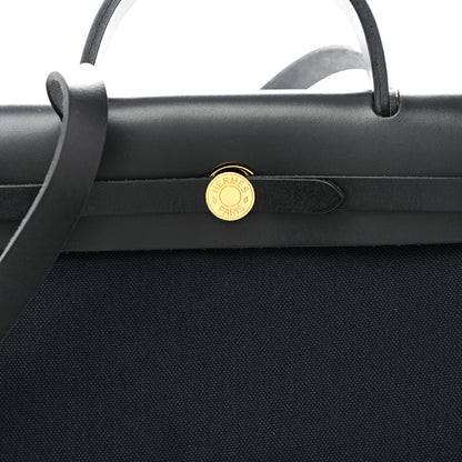 Hermes Military Toile Vache Hunter Herbag Zip Retourne 31 PM Black 9 of 12