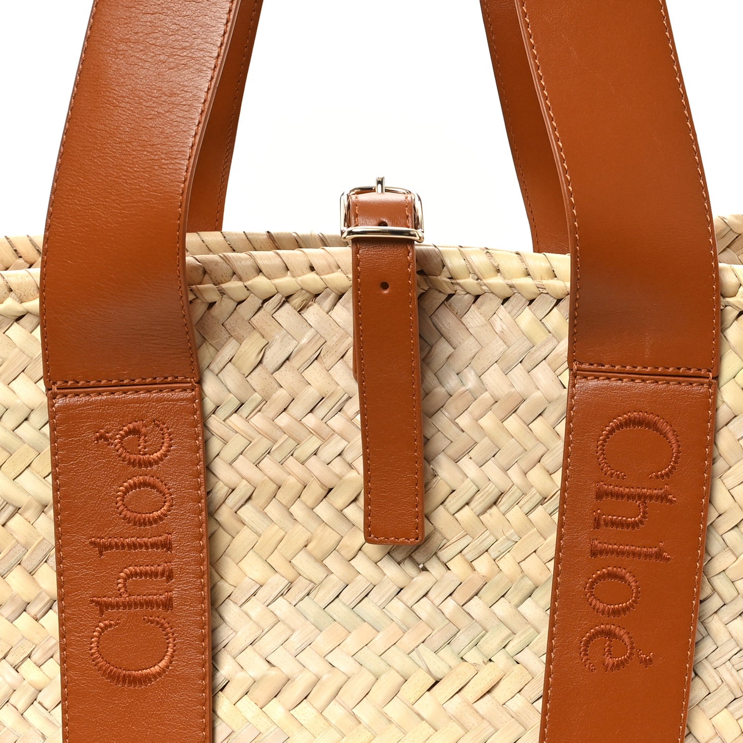 Raffia Smooth Calfskin Medium Sense Basket Caramel