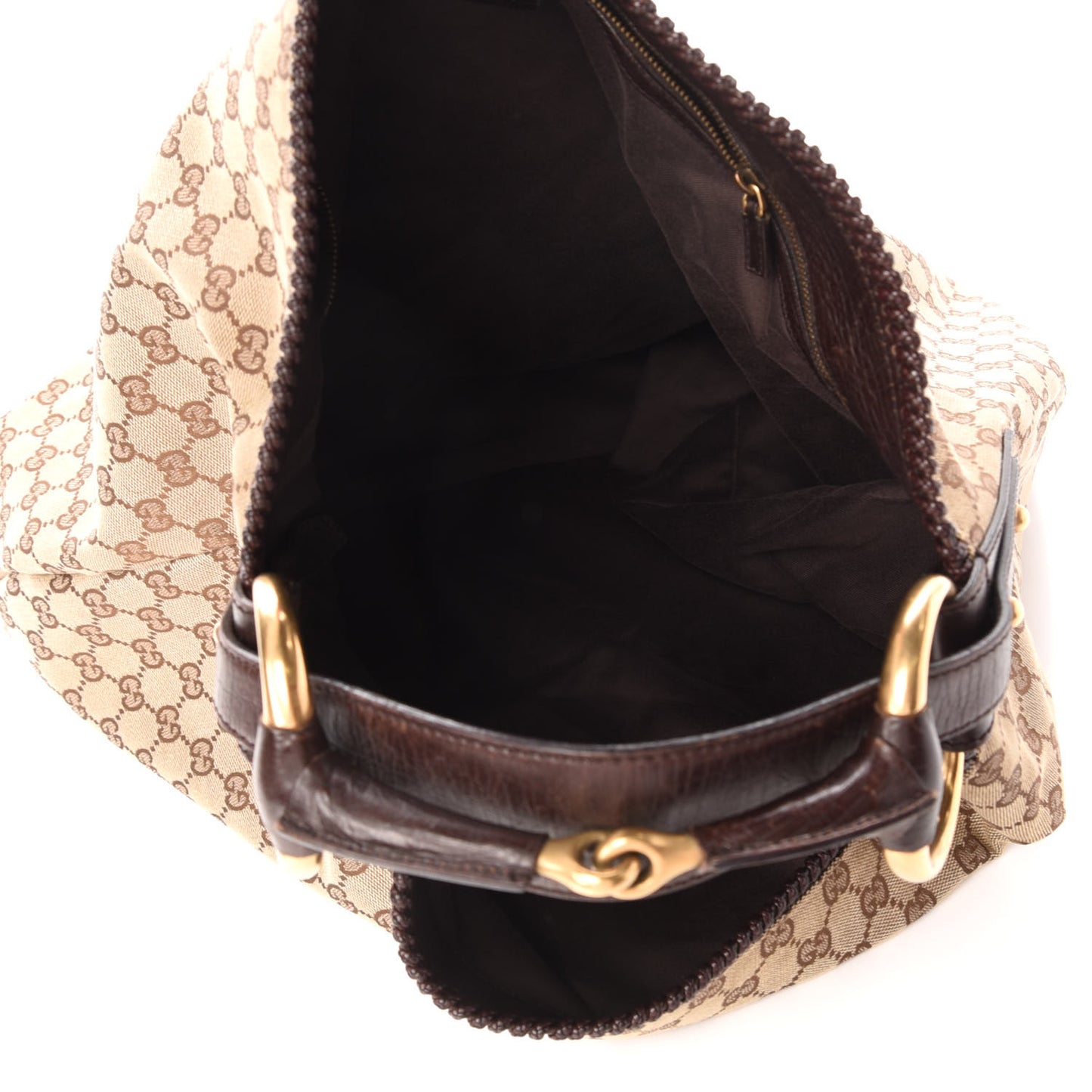 Monogram Large Horsebit Chain Hobo Dark Brown