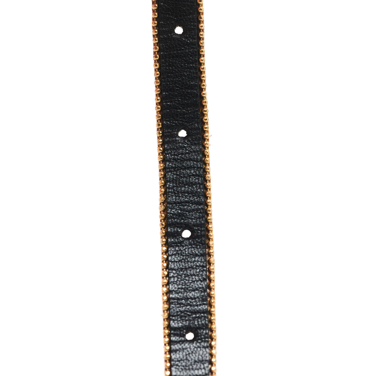 Calfskin Crystal Embellished Double G Choker Necklace Black