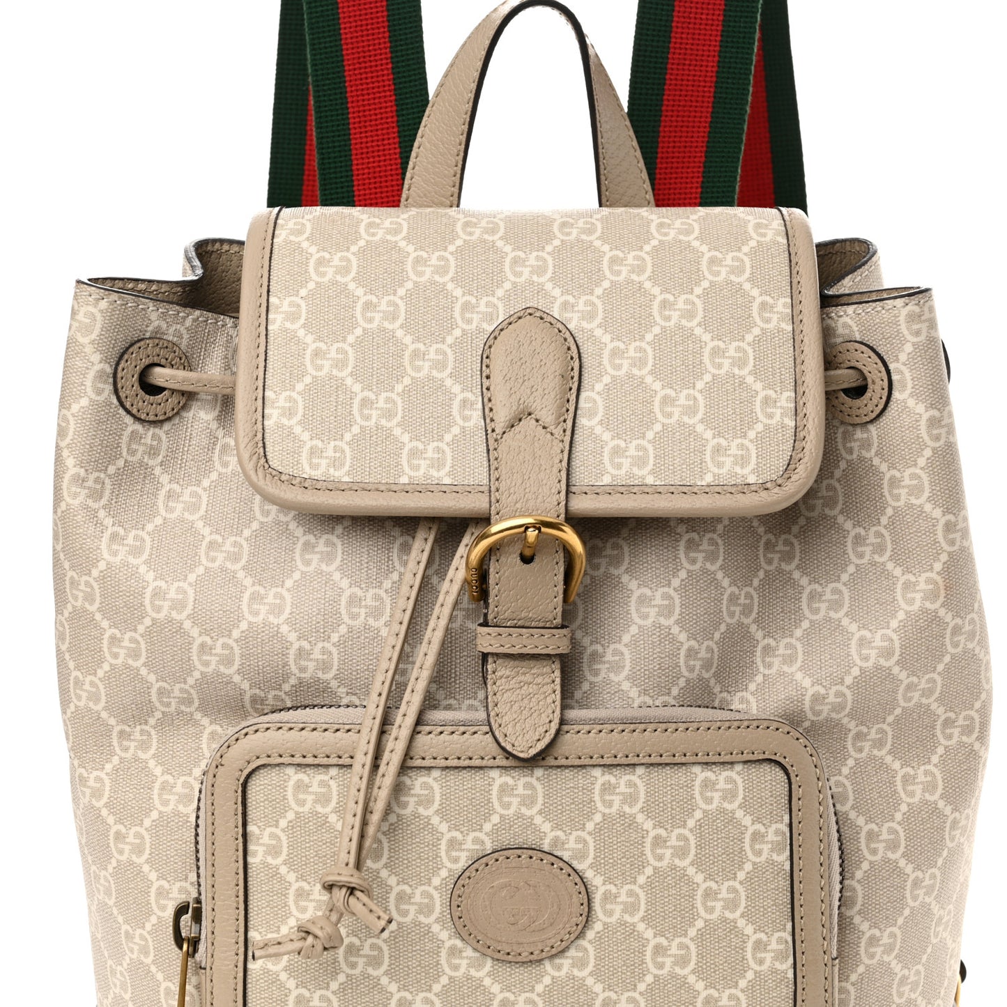 GG Supreme Monogram Azalea Calfskin Retro Interlocking G Buckle Backpack Beige Mystic White