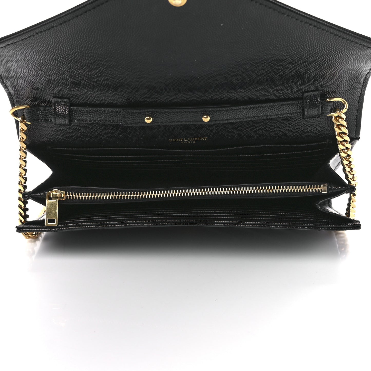 Grain De Poudre Matelasse Chevron Monogram Chain Wallet Black