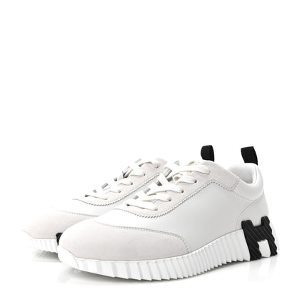 Hermes Sport Goatskin Suede Goatskin Bouncing Sneakers 38.5 White Black 4 of 10