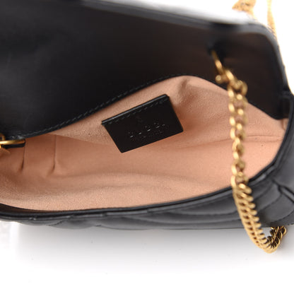 Gucci Calfskin Matelasse Super Mini GG Marmont Shoulder Bag Black 4 of 10