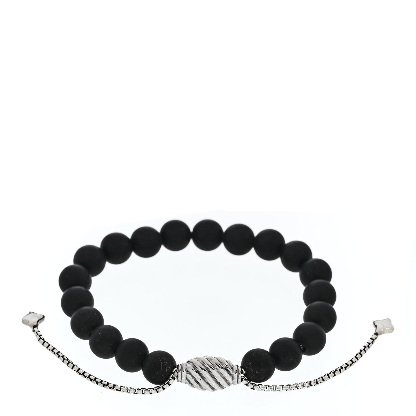 Sterling Silver Black Onyx 8mm Spiritual Beads Adjustable Bracelet