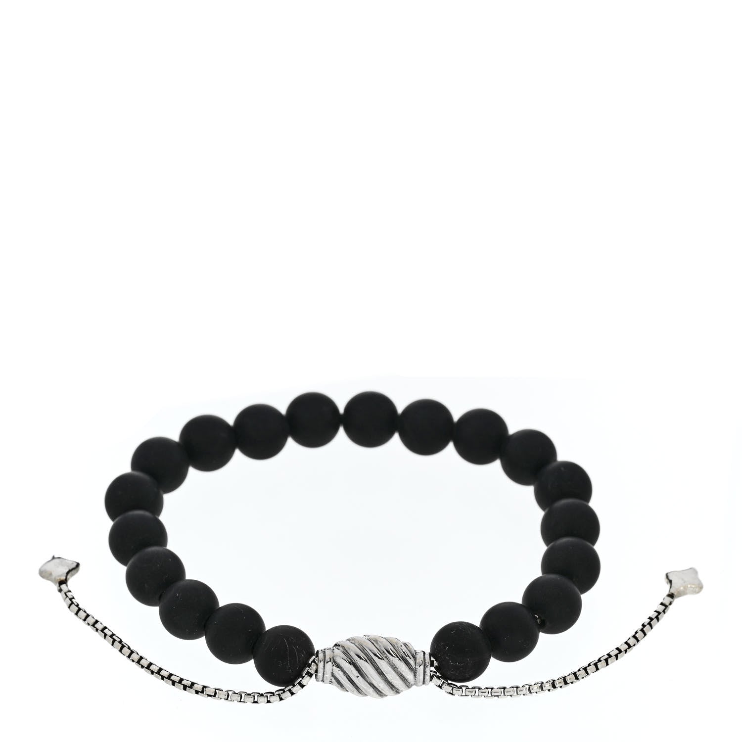 David Yurman Sterling Silver Black Onyx 8mm Spiritual Beads Adjustable Bracelet 2 of 3