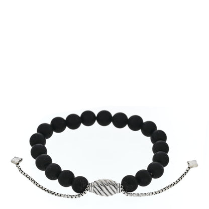 David Yurman Sterling Silver Black Onyx 8mm Spiritual Beads Adjustable Bracelet 2 of 3