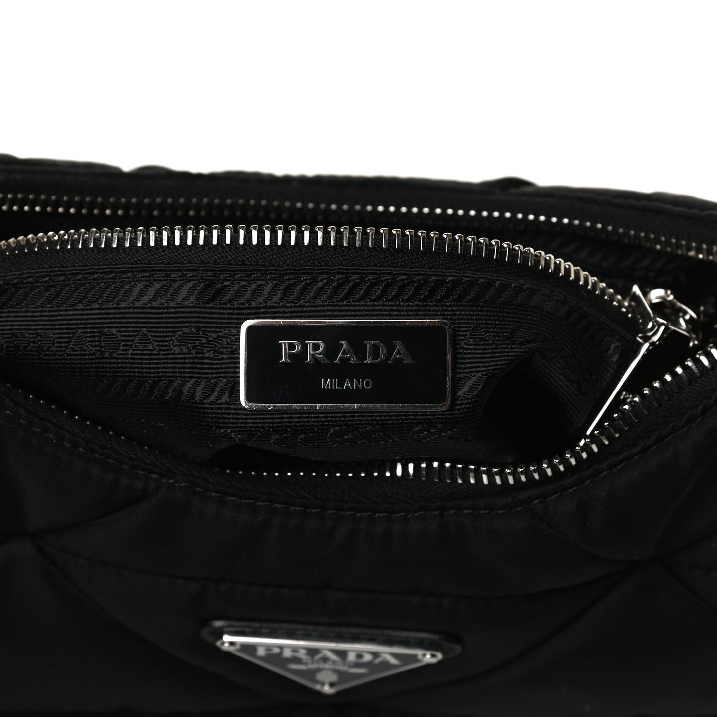 Re-Nylon Triangle Padded Patchwork Shoulder Bag Black
