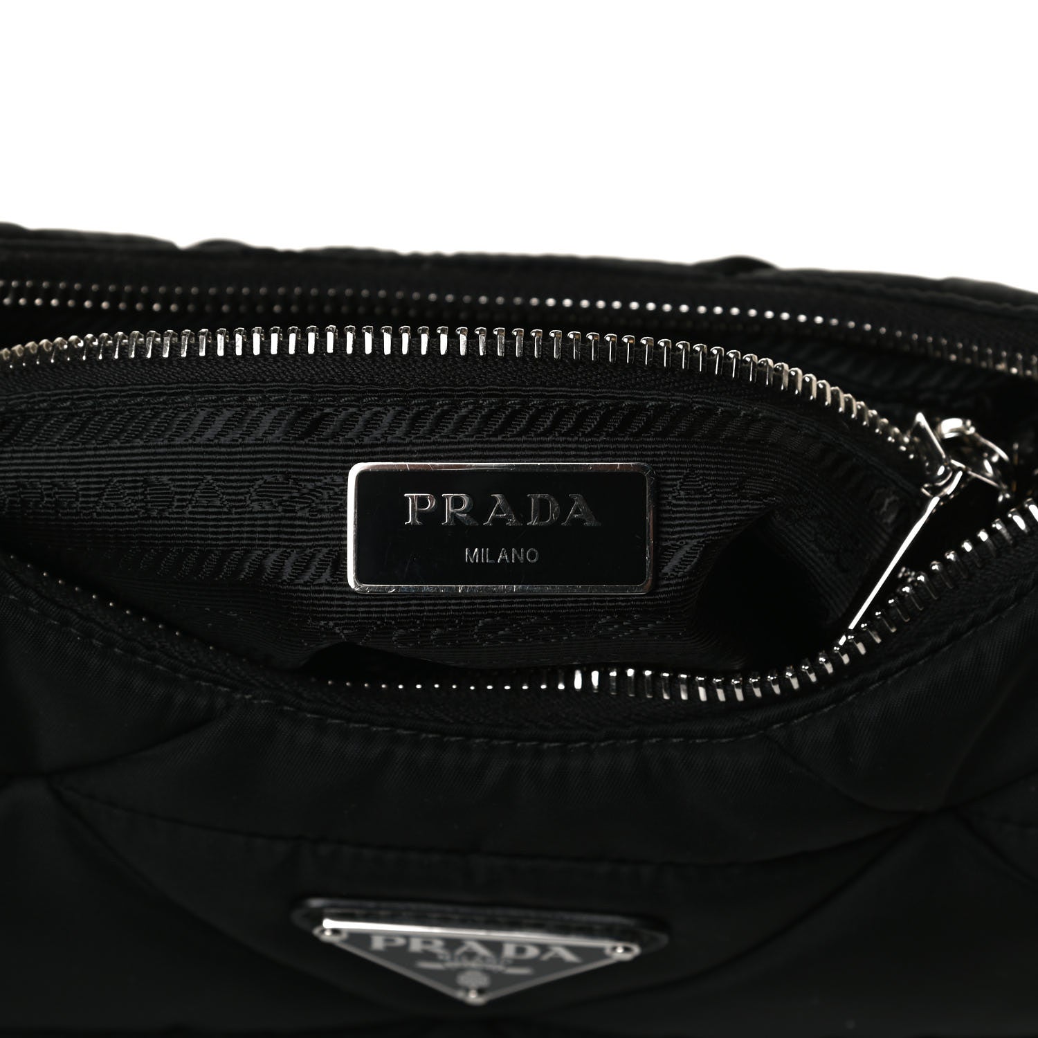 Prada Re-Nylon Triangle Padded Patchwork Shoulder Bag Black 6 of 12
