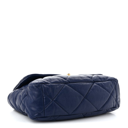Chanel Goatskin Quilted Maxi Chanel 19 Flap Dark Blue 4 of 10