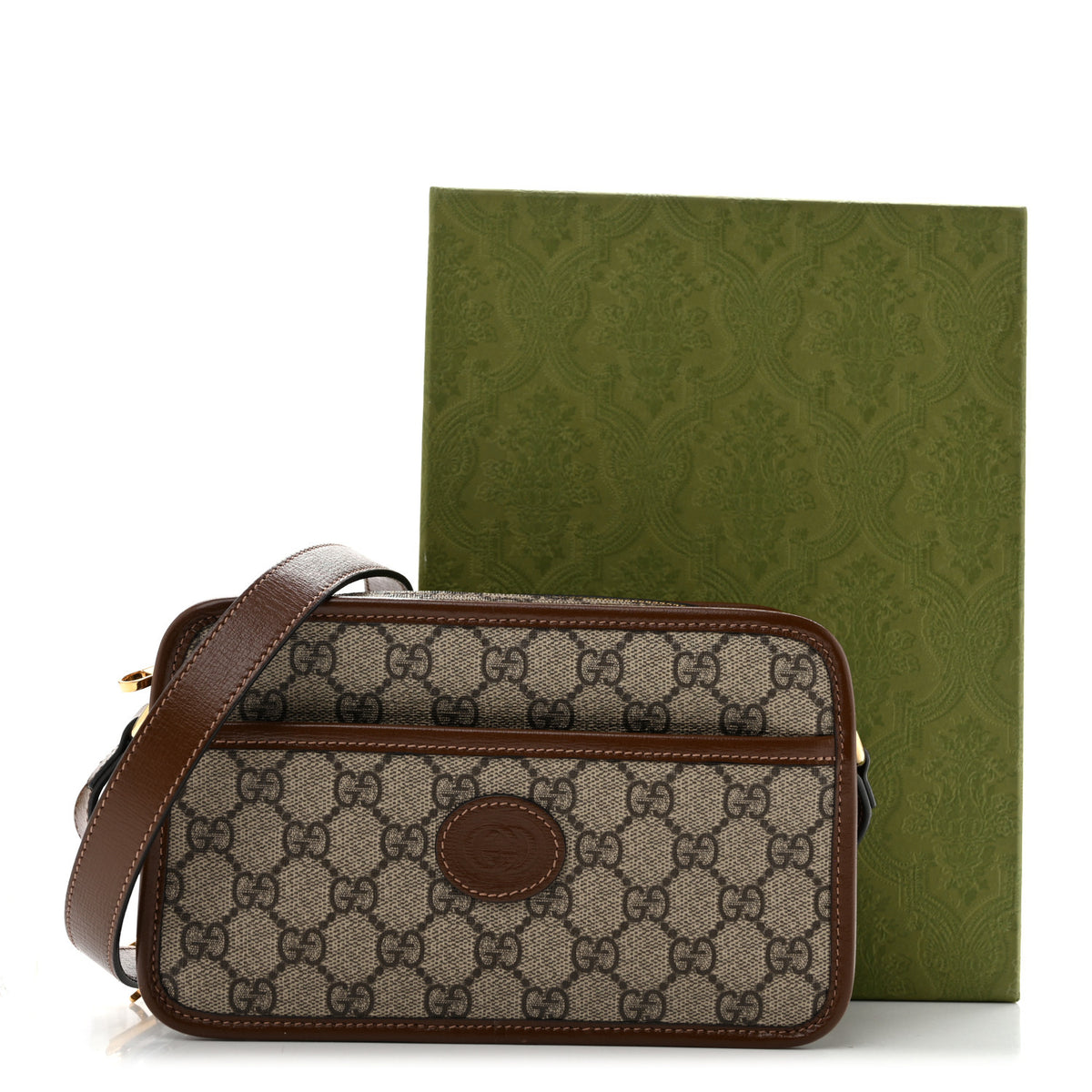 Gucci GG Supreme Monogram Azalea Calfskin Mini Retro Interlocking G Shoulder Bag Beige Ebony Brown Sugar 13 of 13
