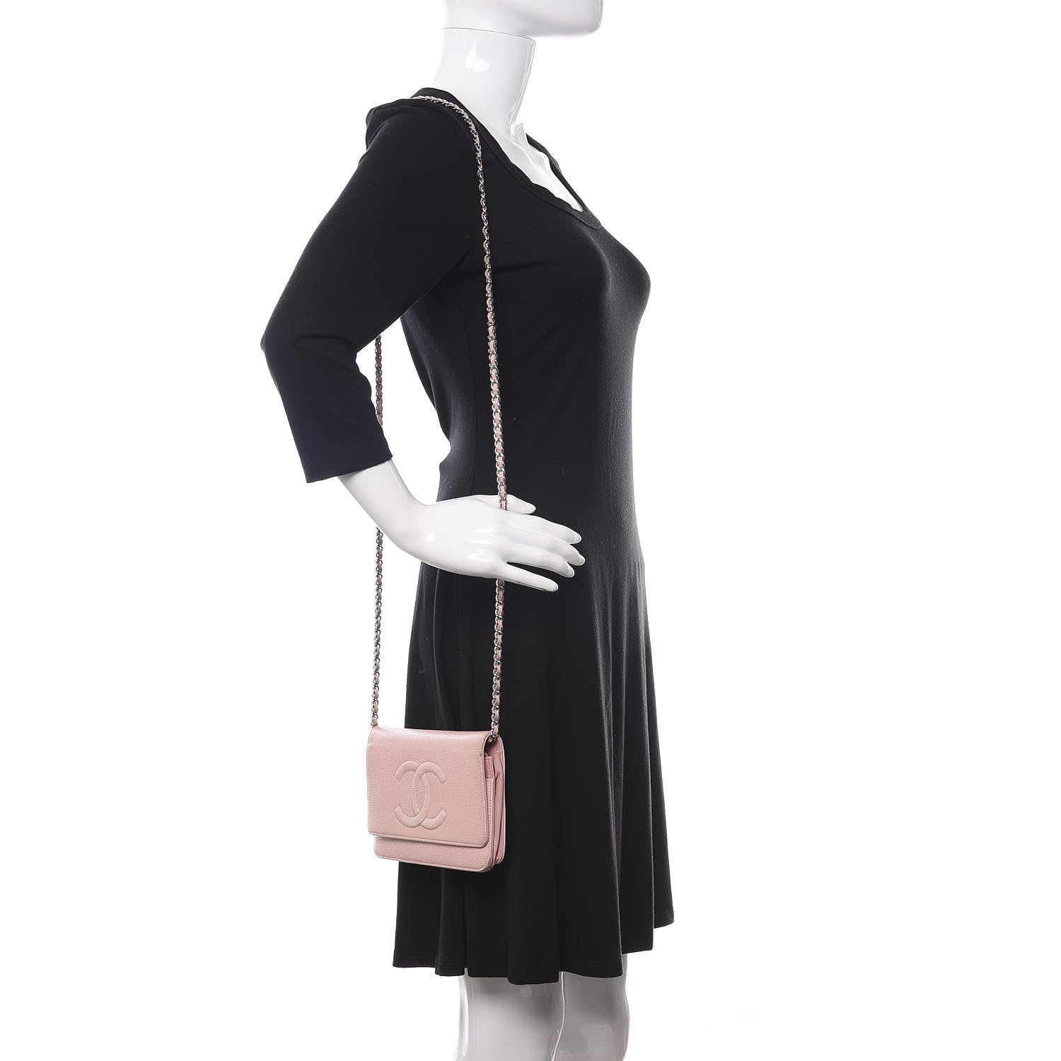 Chanel Caviar Timeless CC Wallet On Chain WOC Pink 2 of 14