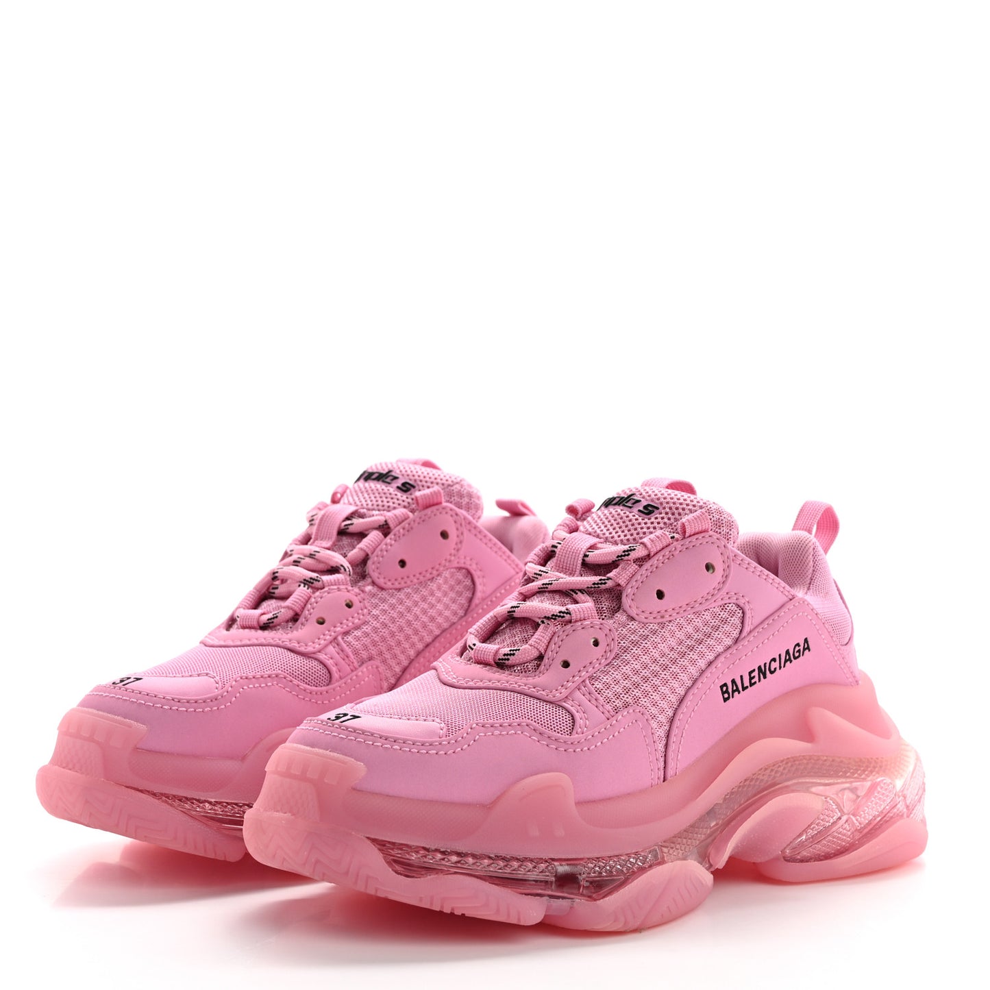 Fabric Mesh Clear Sole Womens Triple S Sneakers 37 Pink
