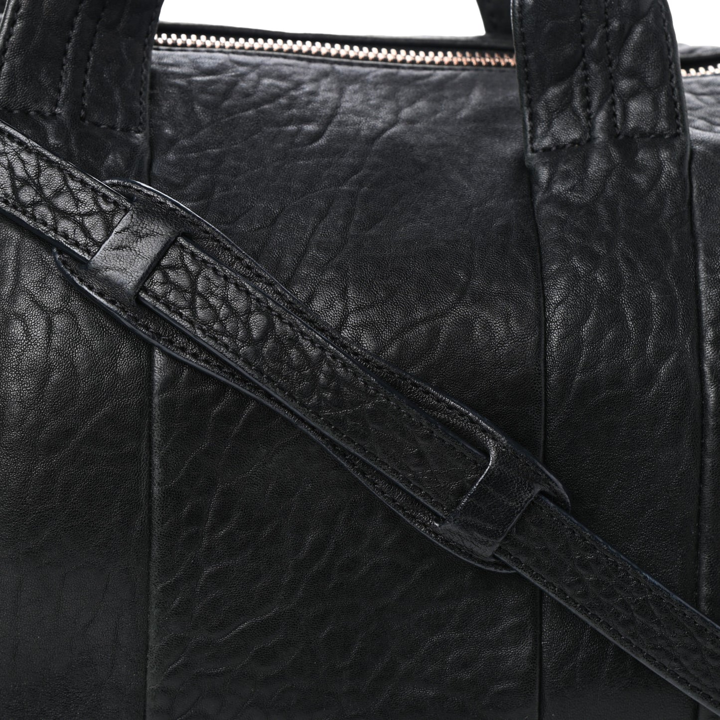 Pebbled Lambskin Rocco Black Rose Gold Hardware