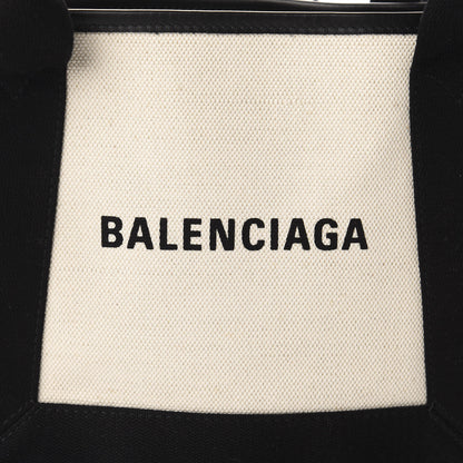 Balenciaga Cotton Canvas Calfskin Navy Cabas XS Natural Black 11 of 11