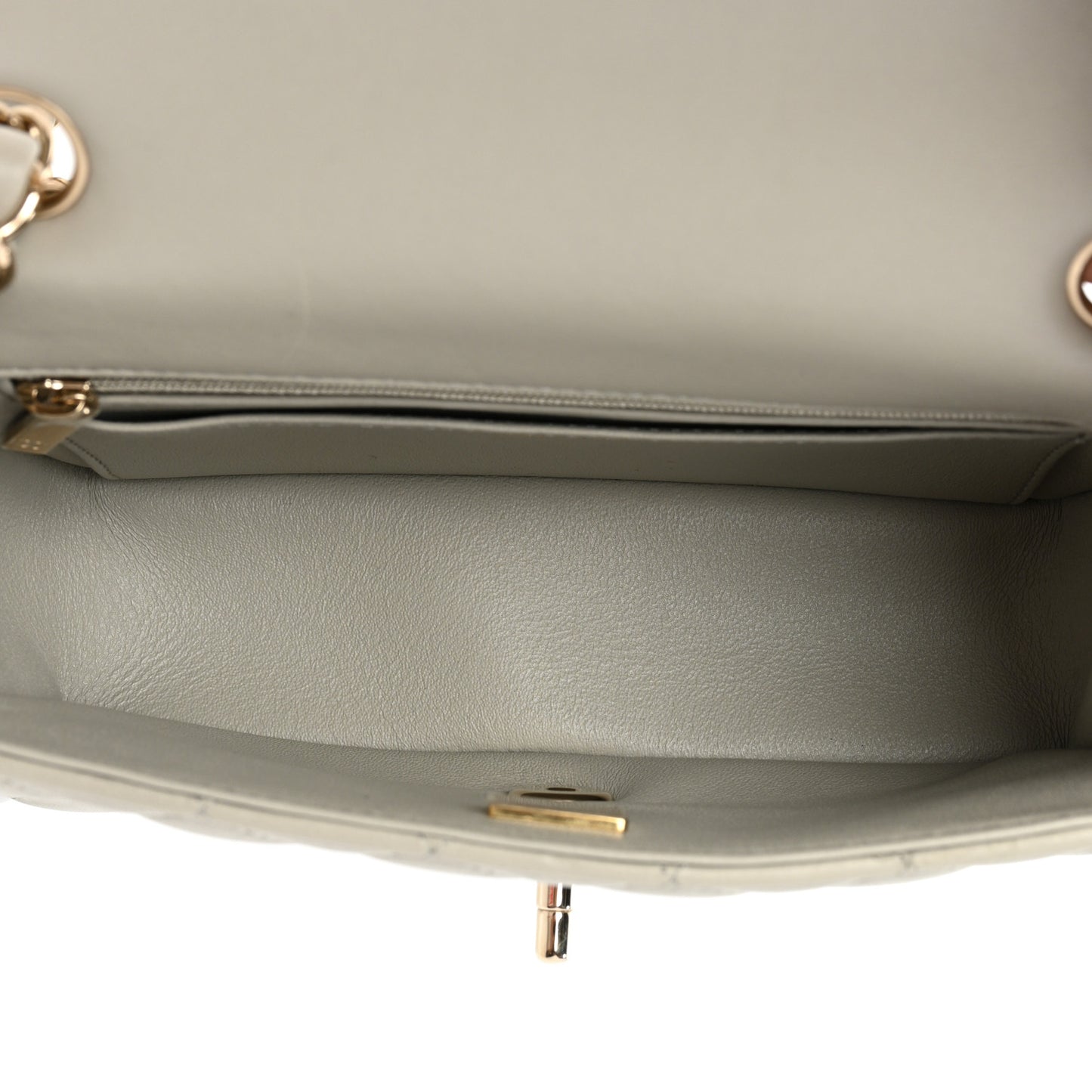 Lambskin Quilted Mini Rectangular Flap Grey