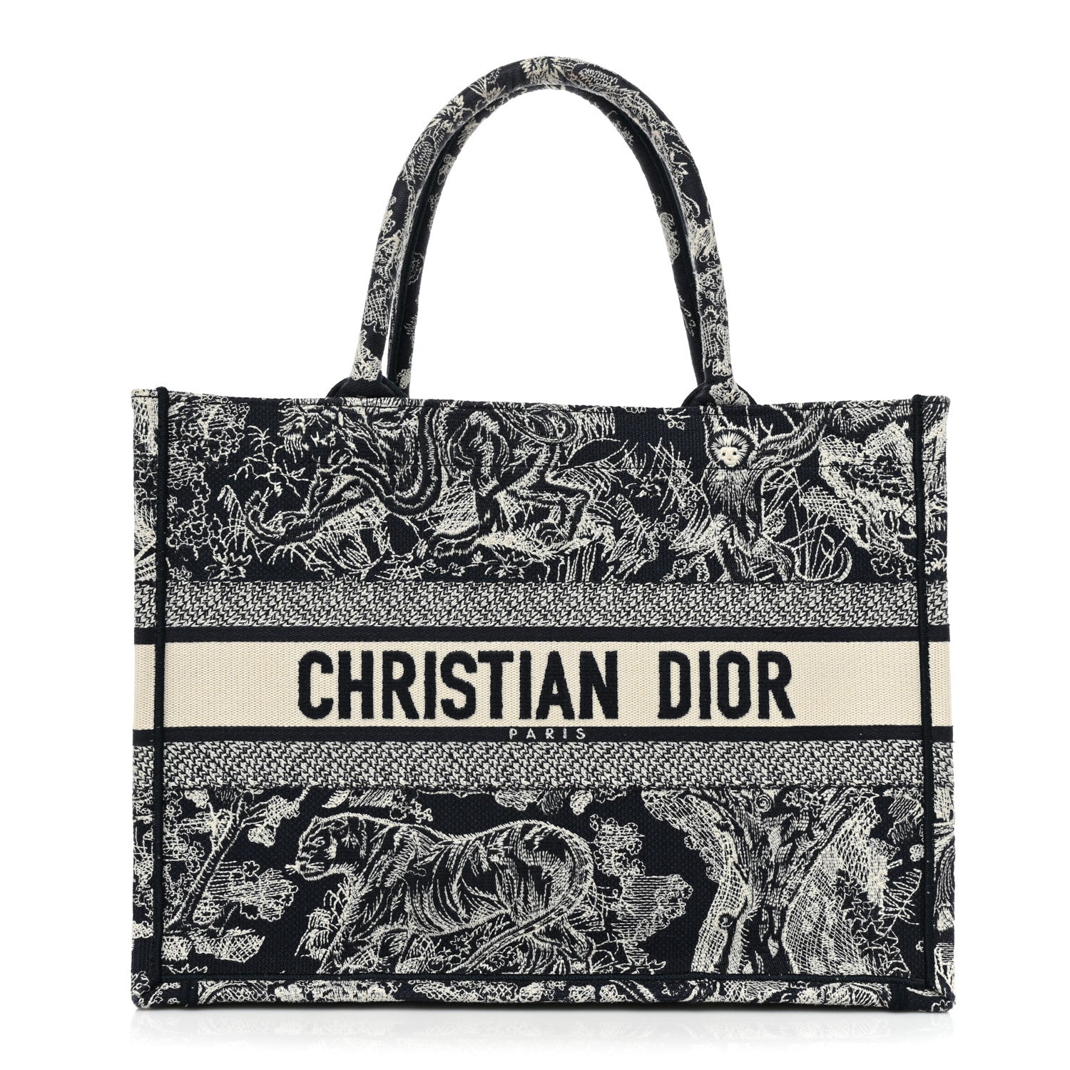 Christian Dior Canvas Embroidered Medium Toile De Jouy Reverse Book Tote Blue 1 of 12