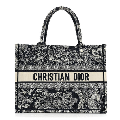 Christian Dior Canvas Embroidered Medium Toile De Jouy Reverse Book Tote Blue 1 of 12
