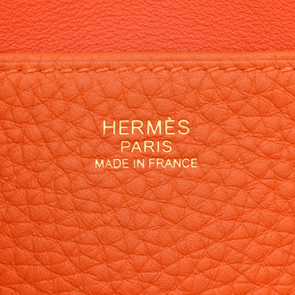 Hermes Taurillon Clemence Halzan 25 Orange Minium 6 of 11