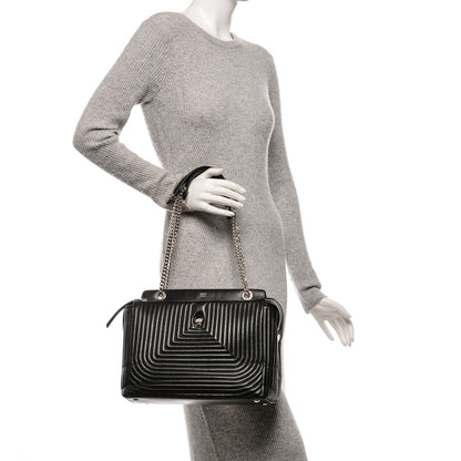 Fendi Shiny Nappa Trapuntata DotCom Chain Satchel Black 2 of 7