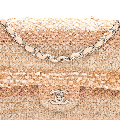 Chanel Tweed Quilted Medium Double Flap Beige Ecru Pink 8 of 10