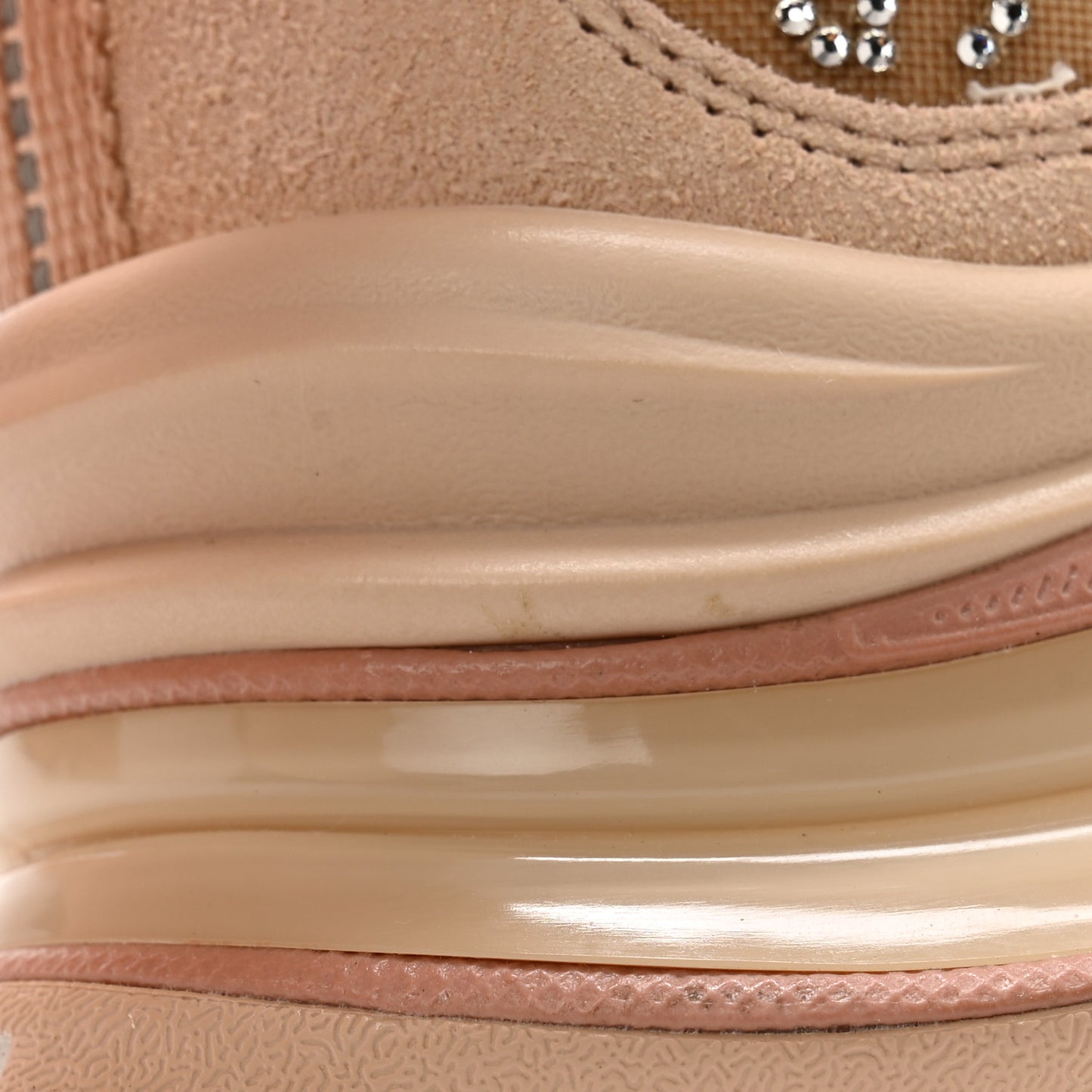 Tela Retino Mesh Crystal Suede GG Monogram Womens Gucci Run Sneakers 36 Light Powder Skin Rose Silver