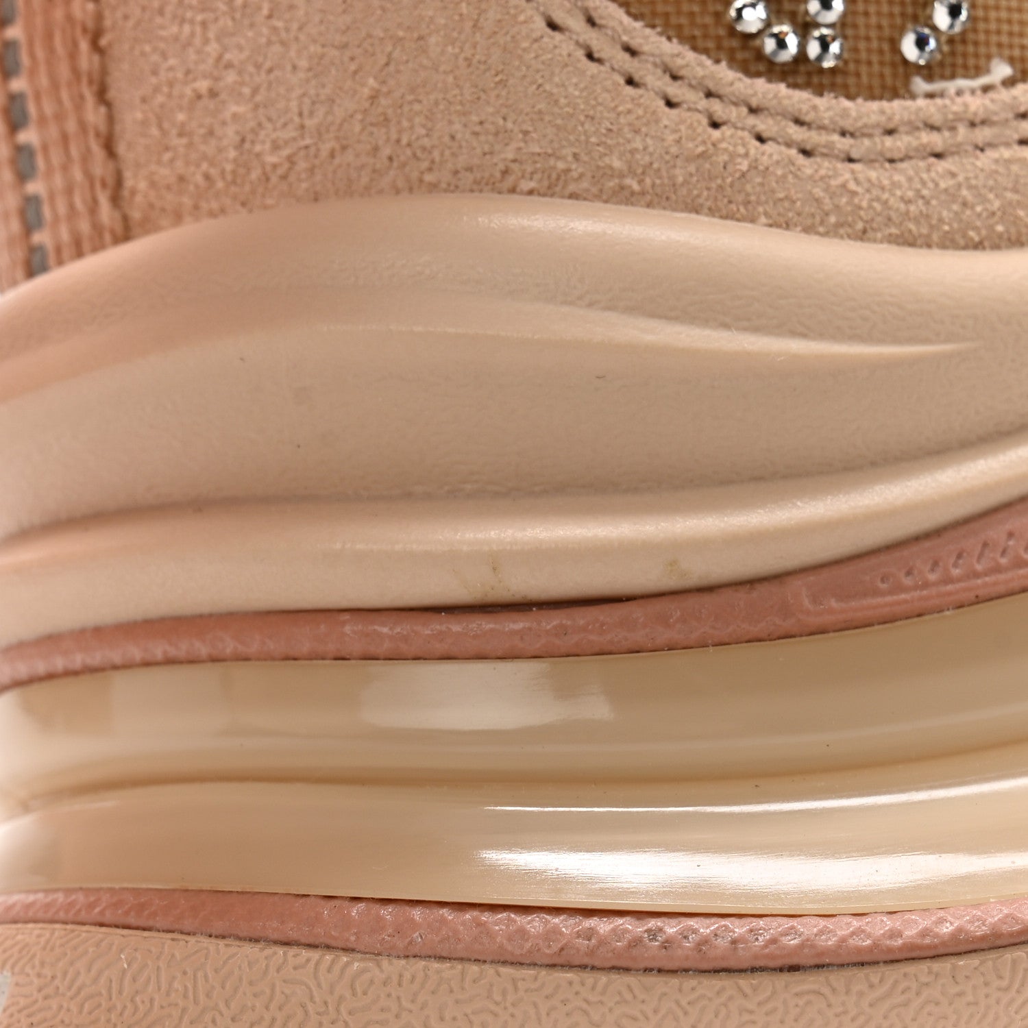 Gucci Tela Retino Mesh Crystal Suede GG Monogram Womens Gucci Run Sneakers 36 Light Powder Skin Rose Silver 9 of 11