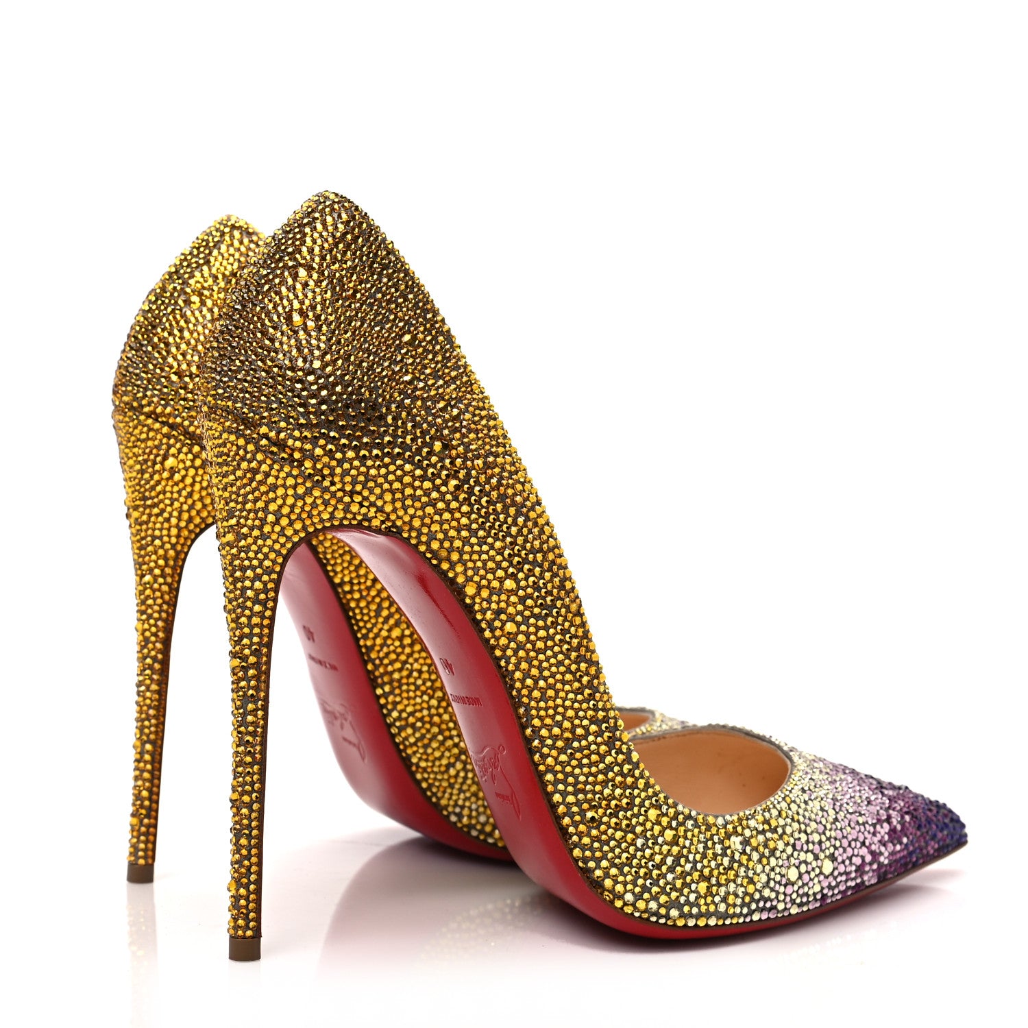 Christian Louboutin Suede Burma Strass Degrade So Kate 120 Pumps 40 Jaune 4 of 9