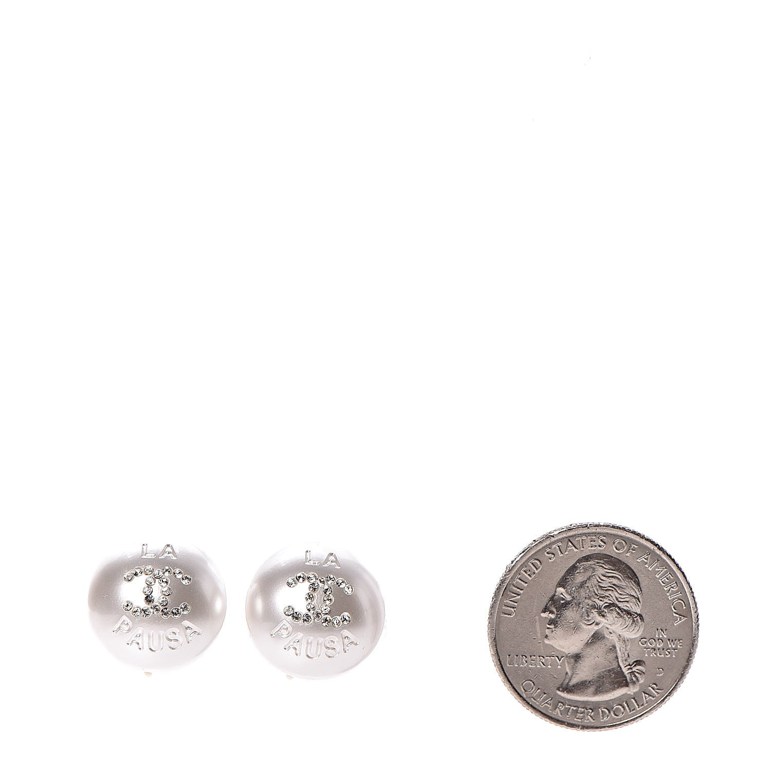 Chanel Pearl Crystal CC La Pausa Clip On Earrings Gold 2 of 4