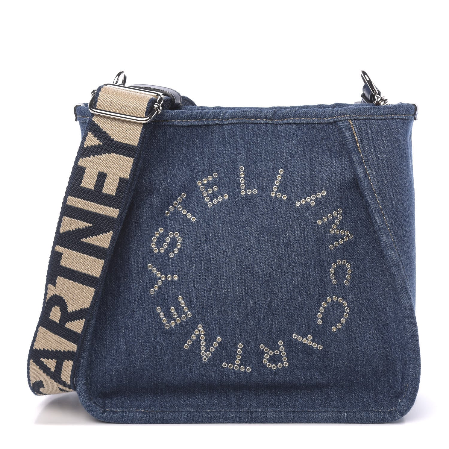 Stella McCartney Eco Alter Denim Perforated Logo Mini Crossbody Orion Blue 1 of 10