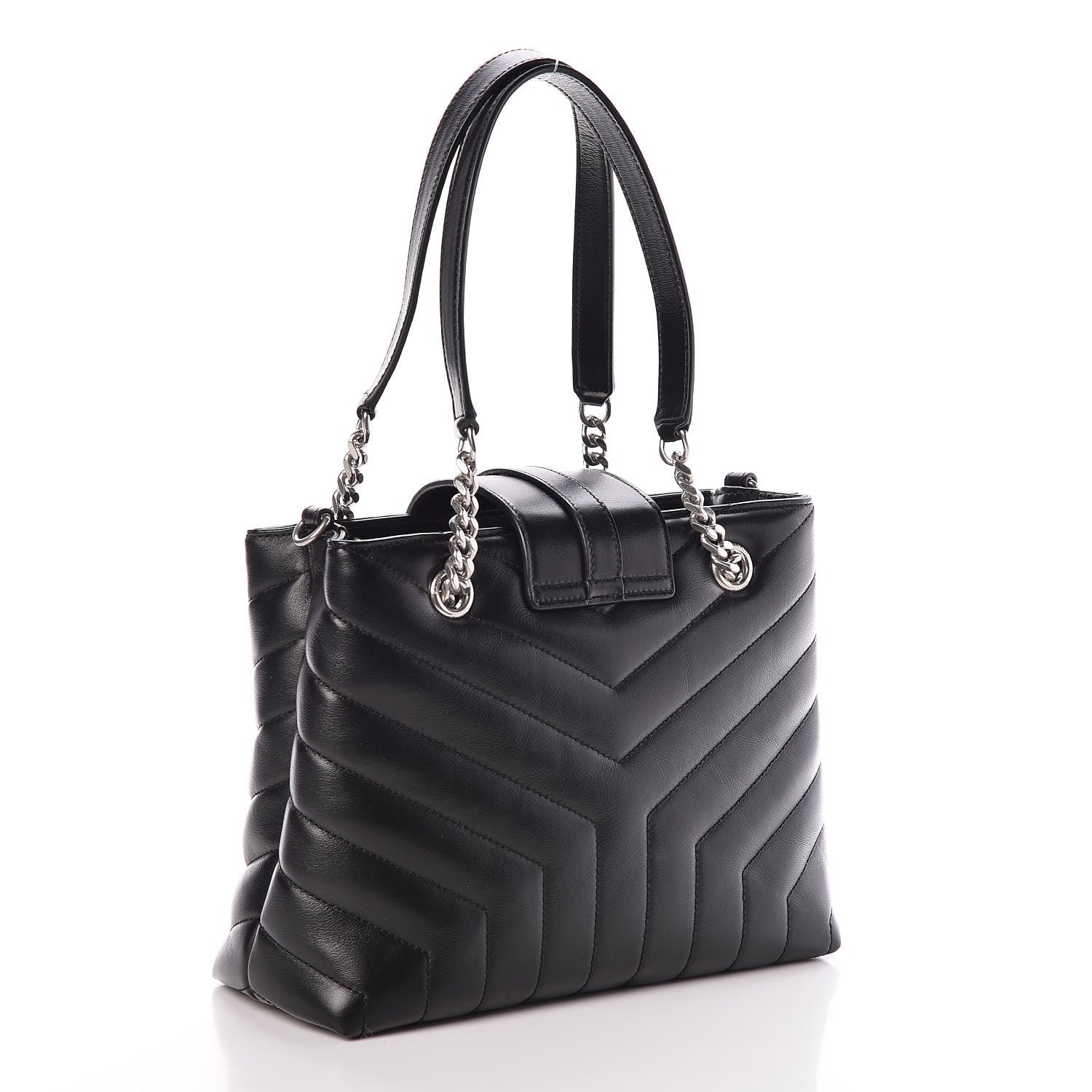 Saint Laurent Calfskin Y Quilted Monogram Small Loulou Shopper Black 3 of 9