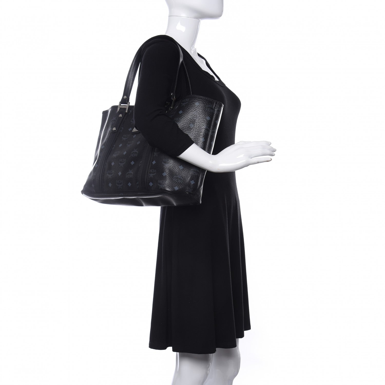 MCM Visetos Shopping Tote Black 2 of 9