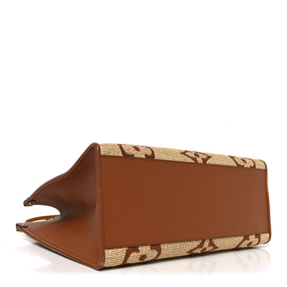 Louis Vuitton Raffia Calfskin Monogram Giant Onthego GM Tan 4 of 9