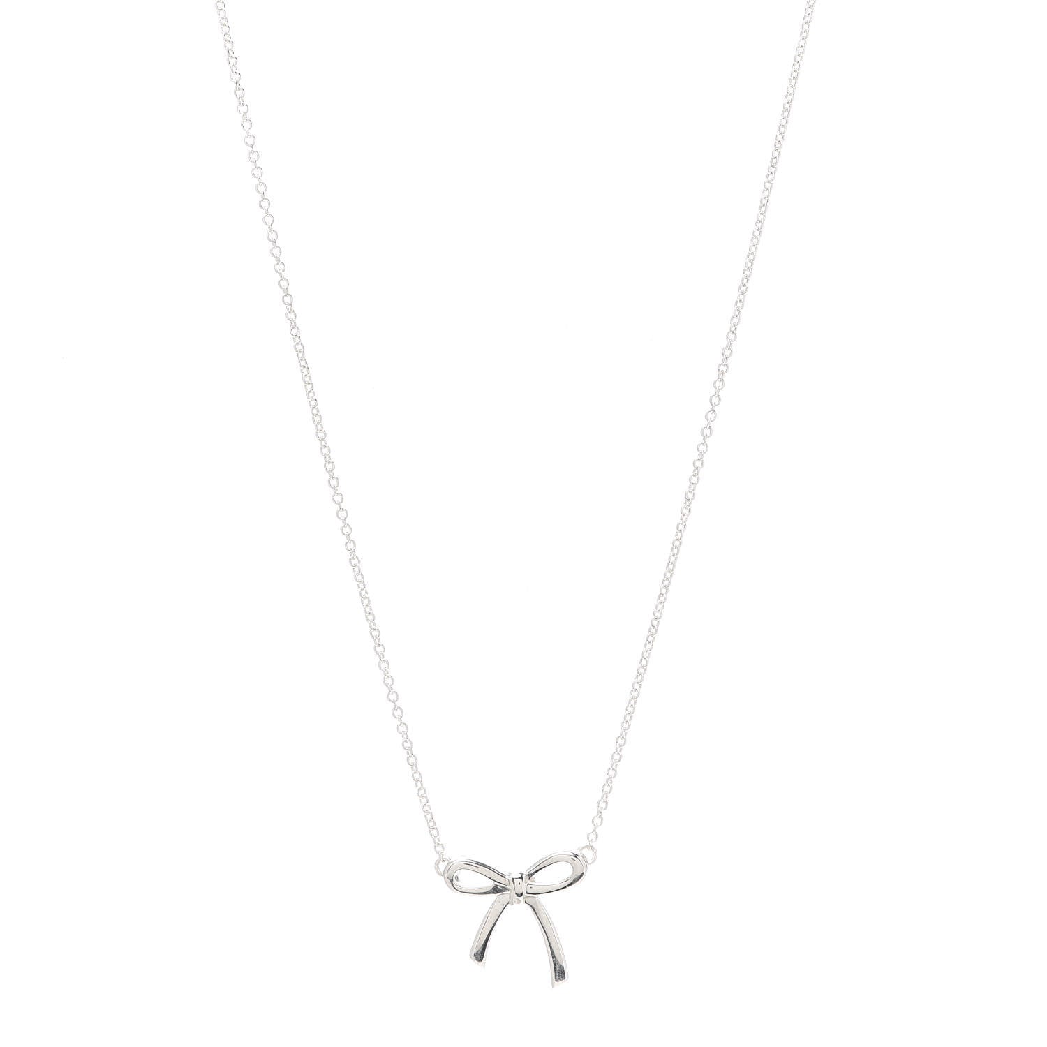 Tiffany Sterling Silver Bow Pendant Necklace 1 of 5