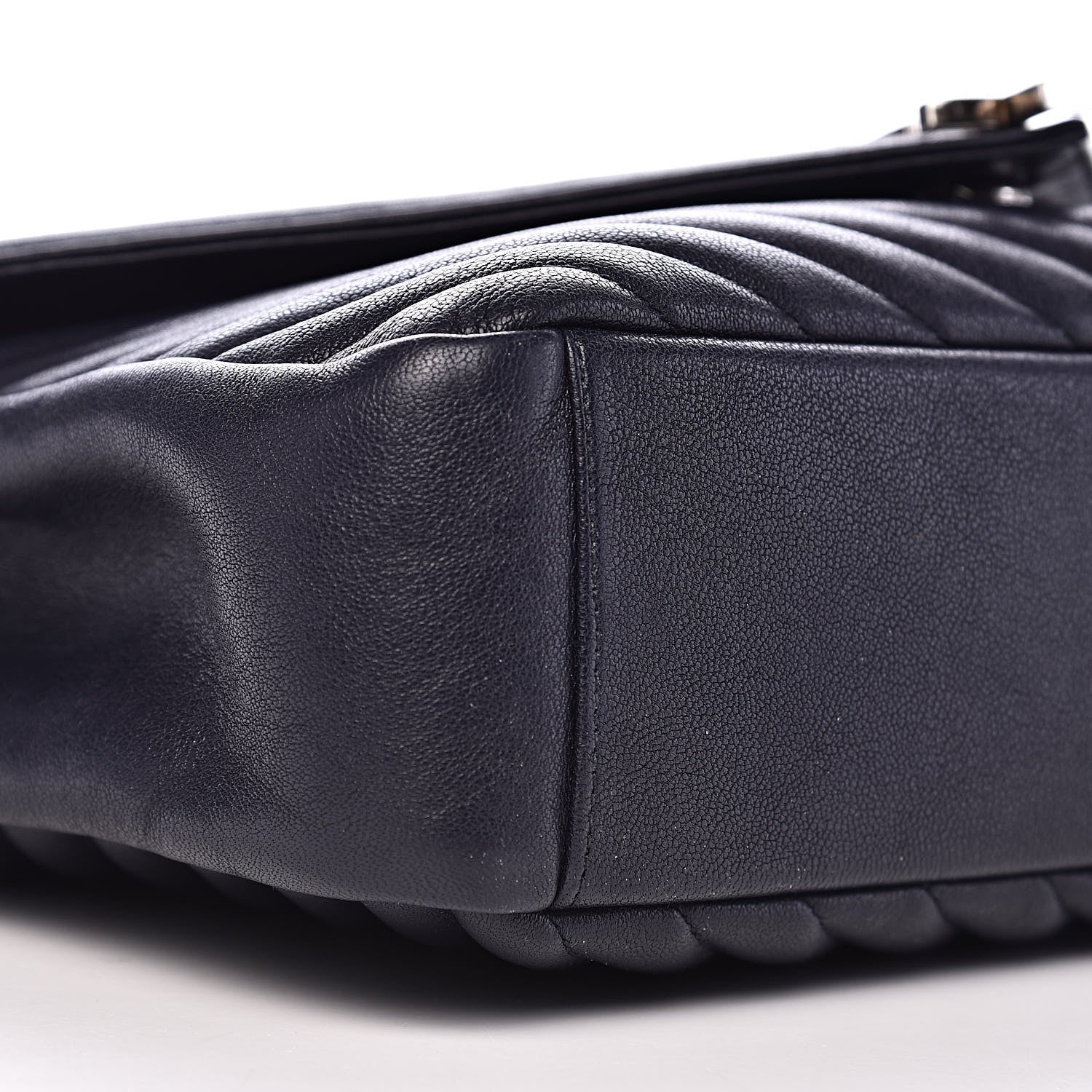 Saint Laurent Sheepskin Matelasse Chevron Monogram Large College Satchel Navy Blue 9 of 11