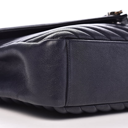 Saint Laurent Sheepskin Matelasse Chevron Monogram Large College Satchel Navy Blue 9 of 11