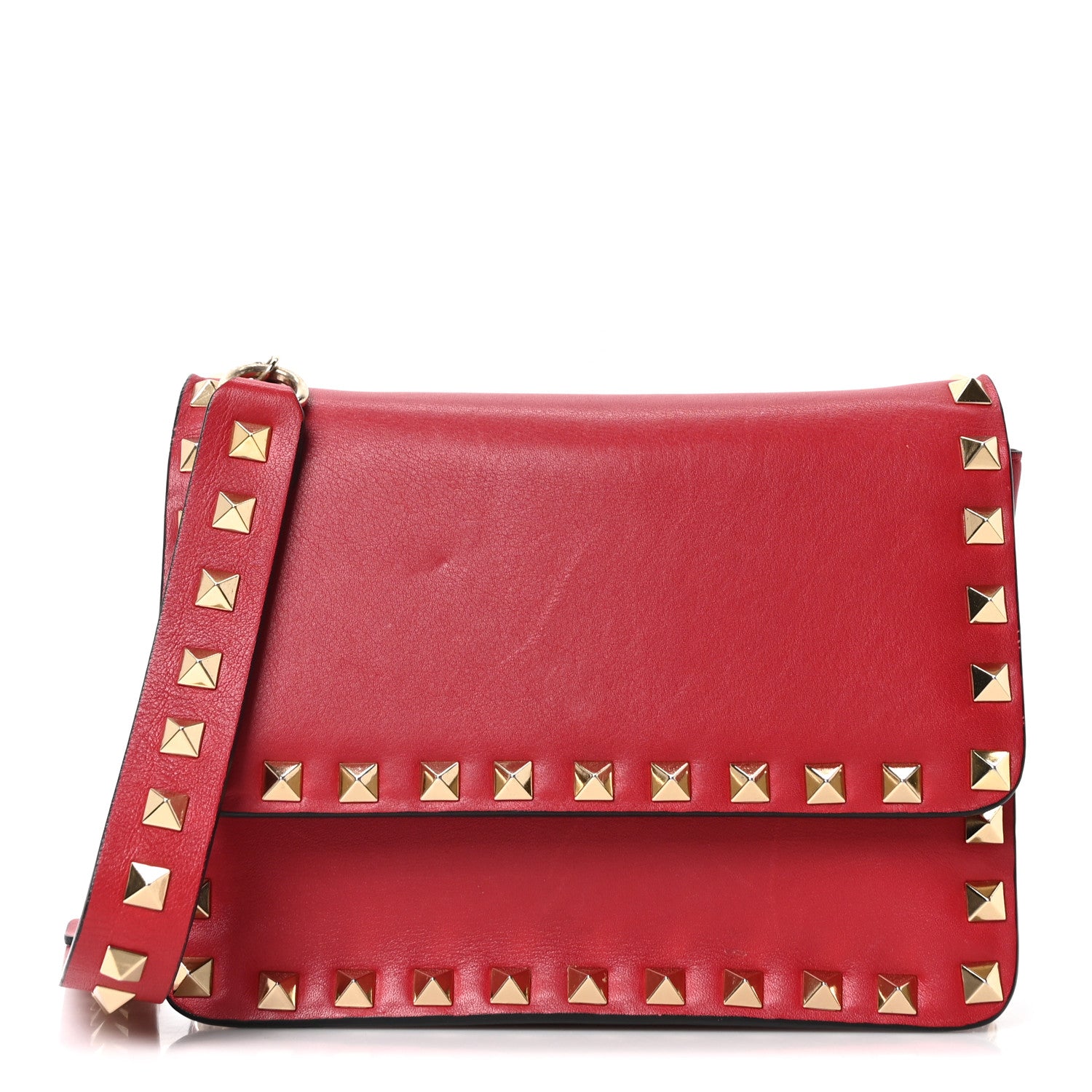 Valentino Garavani Vitello Rockstud Chain Flap Crossbody Bag Red 1 of 9