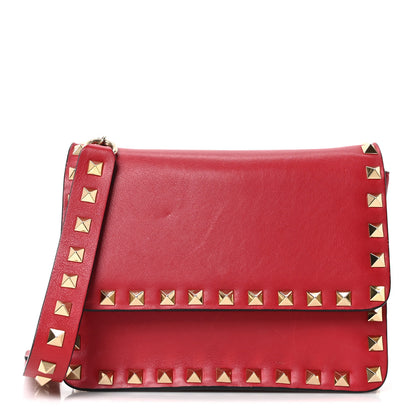 Valentino Garavani Vitello Rockstud Chain Flap Crossbody Bag Red 1 of 9